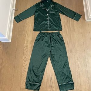 Green Satin Pajama Set